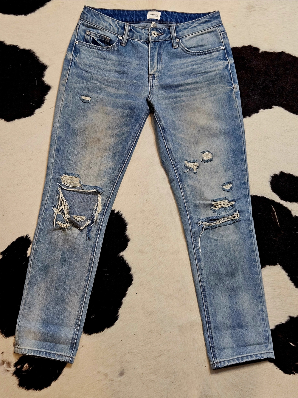 SPECIAL A Los Angeles Distressed Destroyed Cropped Women's Jeans Designer